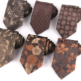 Gravata Slim Floral Marrom Clássica para Casamento